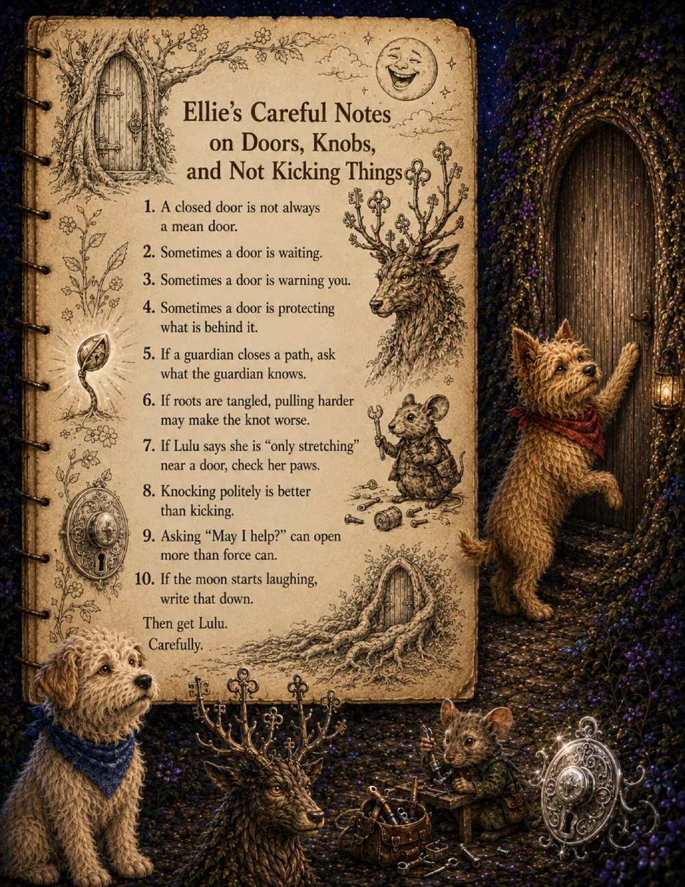 Lulu & Ellie and the Silver Door Garden interior feature art