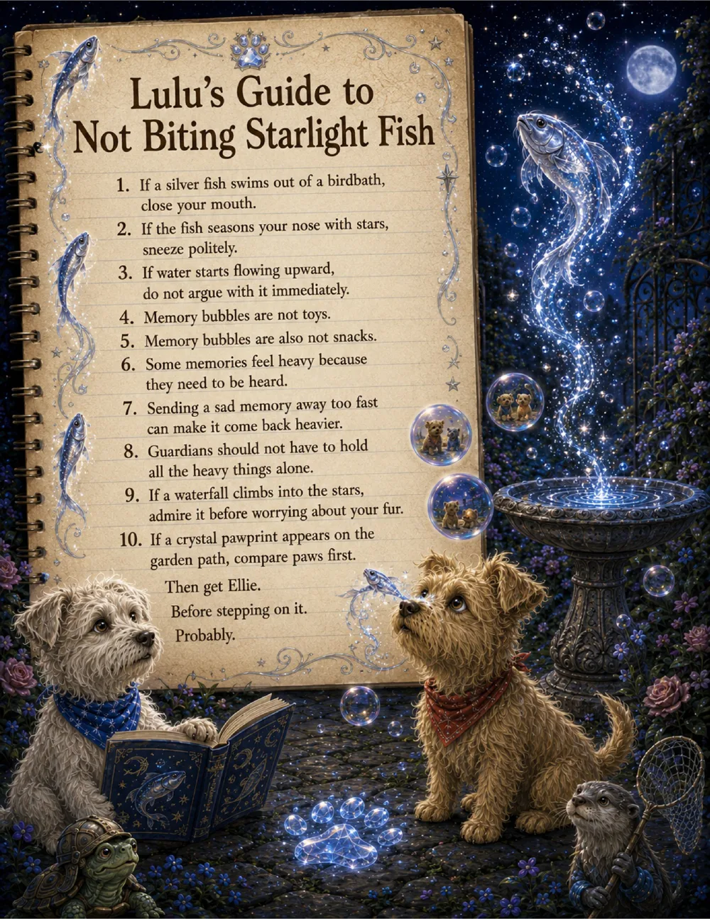 Lulu & Ellie and the Waterfall That Climbed the Stars interior feature art