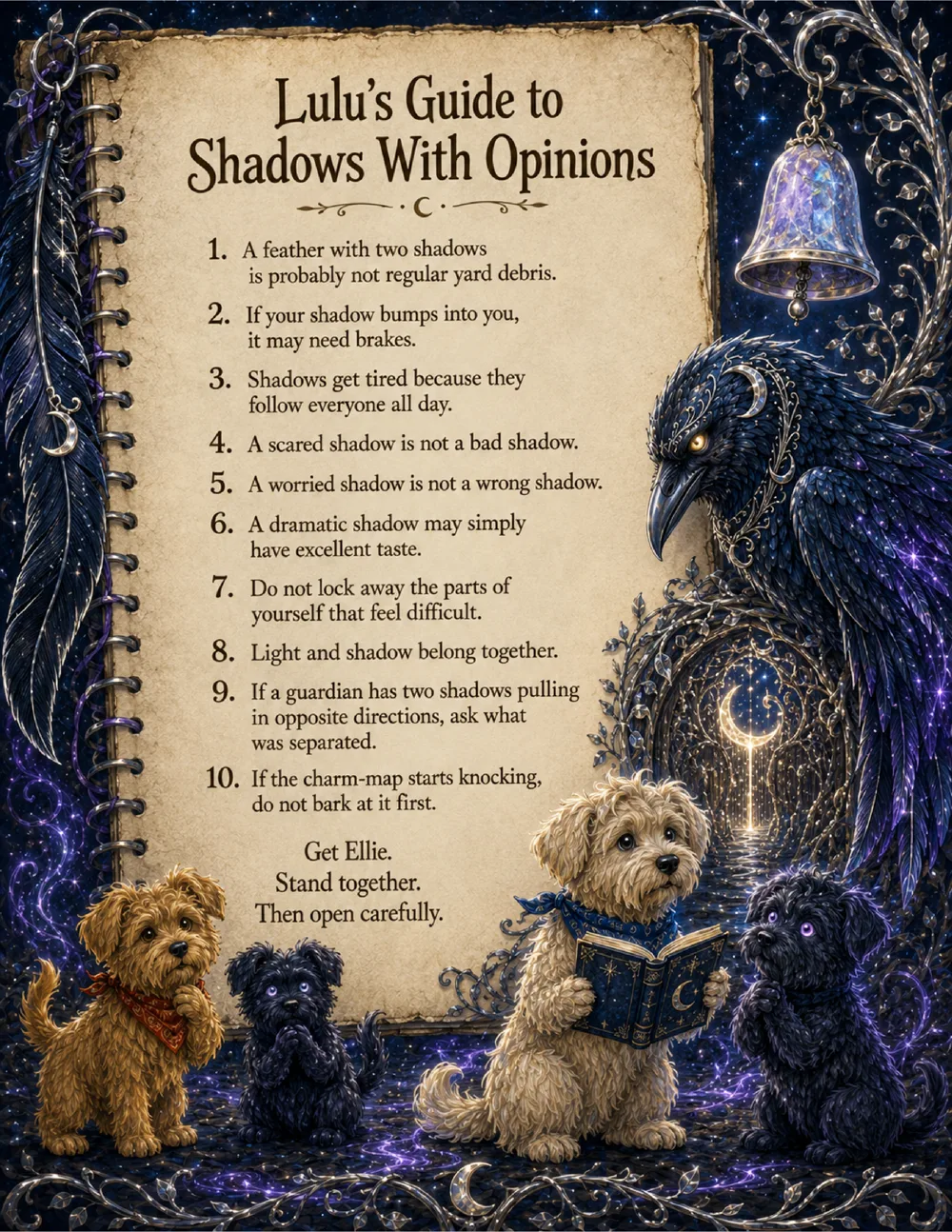 Lulu & Ellie and the Feather of Two Shadows interior feature art